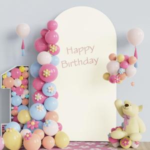 Fomcet Wedding Arch Cover Ivory 2-Sided Spandex Fitted Fabric 7.2FT Arch Backdrop Cover Round Top Arch Cover Fabric for Birthday Party Baby Shower Wedding Arch Stand Decoration