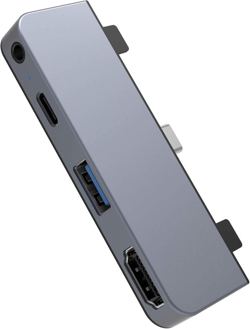 HyperDrive iPad Pro USB C Hub  4-in-1 USBC Hub w/ 4K30Hz HDMI, USB-C 5Gbps 60W PD, USB-A 5Gbps, 3.5mm Audio Jack  Form-Fitting, Aluminum iPad Docking Station Compatible w/Air & Mini (Space Gray)