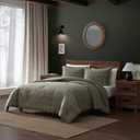 Eddie Bauer - Queen Comforter Set, Naturally Soft Cotton Flannel Bedding w/Matching Pillowcases, Medium Weight for Year Round Use, 3 Piece Bed Sets (Alpine Plaid Green)