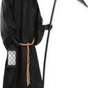 Halloween Animatronics 6ft Grim Reaper, 72inch Animated Skeleton Decoration with Sensor Activated, Creepy Voice, Spooky Skull Head, Light Up Eyes, Haunted Scary Move Horror Prop for Indoor, Outdoor