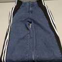 Angsuttc Womens Jeans with Patchwork Stripes High Waisted Stretchy Denim Color Block Straight Wide Leg Trendy Jean, S