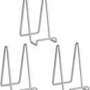 Plate Holder Easel Display Stand - 6 inch Metal Plate Stands for Display - Tabletop Picture Stand - Silver Iron Easels for Display Pictures | Photo Frames | Book | Decorative Plates | Plaque - 3 Pack