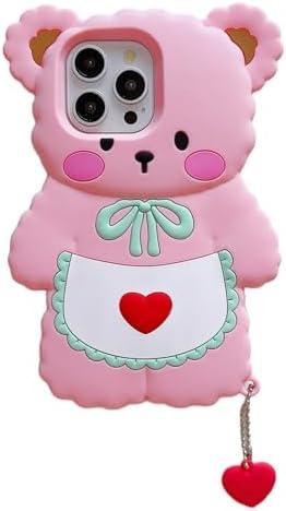 Lubiogio 3D Cute Bow Love Bear Case for iPhone 13 Pro Max/12 Pro Max,3D Cute Cartoon Bow Love Bear Character Kids Girls Women Soft Silicone Case for iPhone 12 Pro Max/iPhone 13 Pro Max 6.7 inch-Pink