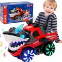 Monster Truck Toy Shark Car for Baby Boy Toddlers 3, Shark Car Truck Toy with Lights and Sounds, Monster Glow Light-Up LED Wheels for Kids 3 4 5 6 Year Old Boy Birthday Party Favors