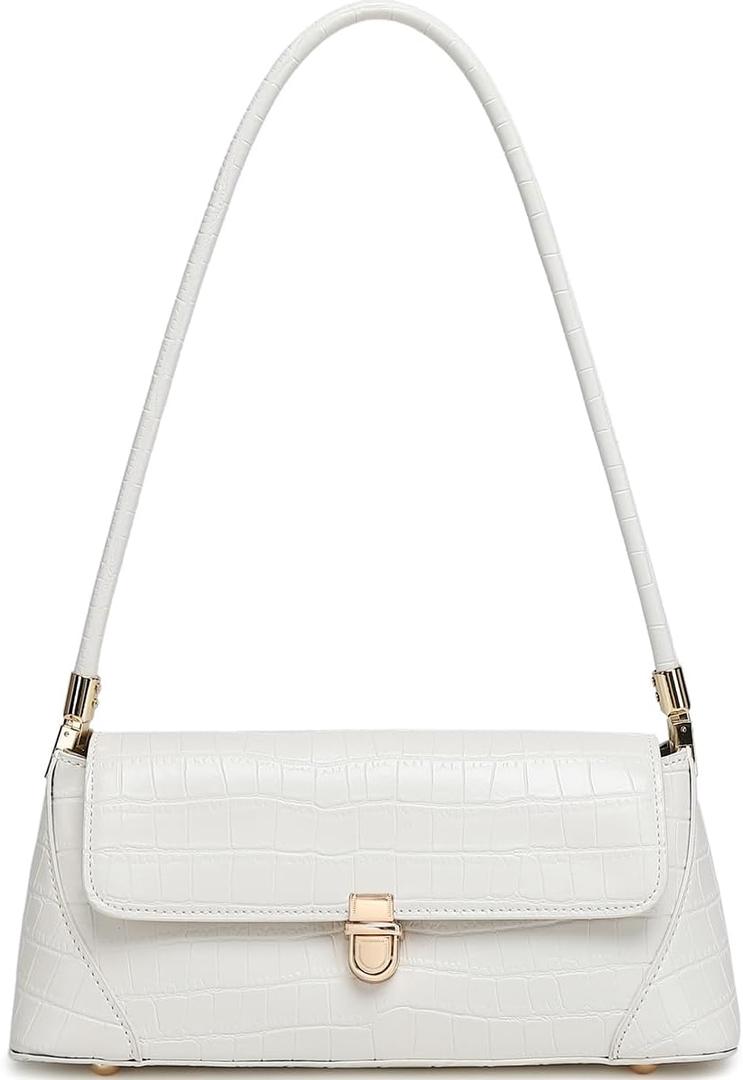 Shoulder Bags for Women Vintage Handbag Retro Classic Small Purse Cute Hobo Tote Handbag Mini Clutch Purse (Crocodile-white)