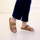 Women Platform Sandals, Arch Support Slides with Adjustable Buckle Straps, Open-Toe Wedge Chunky Sandals for Summer Size 5-10 (6, Brown)