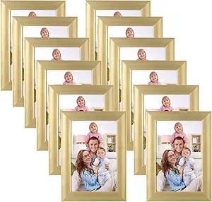 Giftgarden 4x6 Picture Frame Gold Set of 12, Multi Modern 4 x 6 Frames Bulk for Wall or Tabletop Display