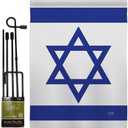 Breeze Decor Bandera de Israel Israeli Flag Pole Set Home Banner Yard Sign Room Post Gravesite Stand Cemetery Flagpole Outdoor Tapestry Grandma Gifts Grave, Jewish Decorations Made in USA