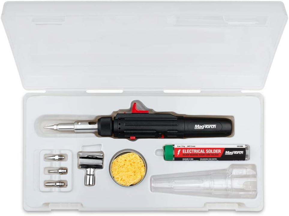 Mag-Torch Detail Pen Torch Kit - Pen Style Butane Torch with Seven Interchangeable Tips, Solder, and Storage Case for Jewelry Repair, Heat Shrinking Wire, and Electrical Soldering