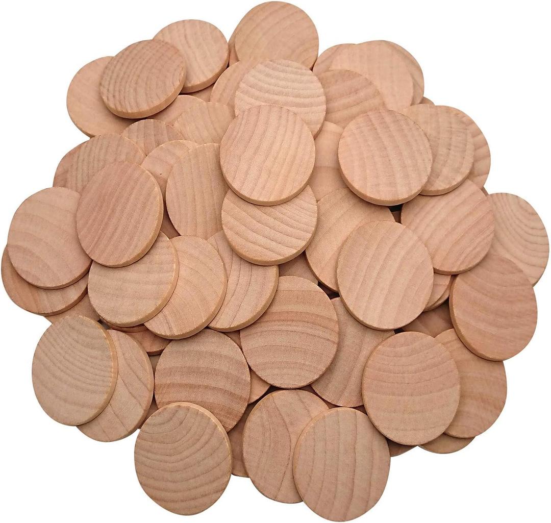 1.5 Inch Natural Wood Slices Unfinished Round Wood Coins for DIY Arts & Crafts Projects, 100 per Pack.