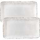 ZAROCRUS Farmhouse Melamine Serving Platters Set of 2, 17"x10" Large Rectangular Melamine Serving Trays for Serving Food on Parties and Entertaining, Dishwasher Safe. Ivory