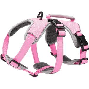 Multi-Use Support Dog Harness, Escape Proof No Pull Reflective Adjustable Vest with Durable Handle, Dog Walking Harness for Big/Active Dogs (Pink, XL)