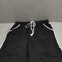 SOFIA'S CHOICE Women's Contrast Binding Capris Pants Cropped Jogger Sweatpants with Pockets Black Large