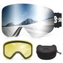 Ski Goggles, Snowboard Goggles with 2 UV400 Anti-Fog Detachable Magnet Lenses for Men & Women Adult