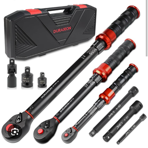 DURAXION 9PCS Torque Wrench Set Torque Wrenches with DualScales ±3% Precision(1/4" 20–220 inlb, 3/8" 5–45 ftlb, 1/2" 10–170 ftlb) 72Tooth Dual B0DDLDD73M Torque Wrench for Bike, Moto, Car Repair