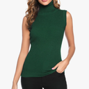 Totatuit Women's Spring Sleeveless Turtlenecks Tops Mock Neck Ribbed Solid Pullover Tank S