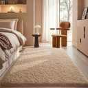 Ophanie Beige Rugs for Bedroom Living Room, Fluffy Fuzzy Furry Carpet, Plush Soft Shaggy Bedside Indoor Floor 4x6 Area Rug for Kids Girls Boys Baby Teen Dorm Nursery Home Decor Aesthetic