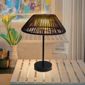 Solar Table Lamp Outdoor Solar Table Lamps Rattan Waterproof LED Lights Outdoor Lamps for Patio Garden Yard Bedroom Living Room Tabletop Outside