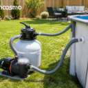 14 Inch Sand Filter Pump System for Above Ground Pools up to 14,000 Gal, 1/2 HP Pool Pump & Sand Filter Combo, 3120 GPH Max Pump Flow, 6-Way Multi-Port Valve, Prefilter Basket Easy Clean
