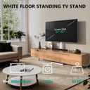WALI Floor TV Stand with Power Outlet, Tall TV Stand Mount for 32-75 inch TVs up to 110 lbs, Swivel and Height Adjustable TV Stands with Wood Base for Bedroom, Office(TVDVD-7PW), White