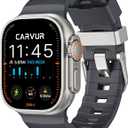 CARVUR FKM Watch Band F10  Premium Rubber Strap for Apple Watch  Trail & Sport Band  Lightweight, Rugged, Sweat & Water Resistant Wristband (Graphite | Silver Hardware)