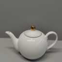 30oz White Porcelain Teapot, Classic design tea pot with Gold Trim, Beautiful white teapots for loose leaf tea and tea bags, Tea Party friendly