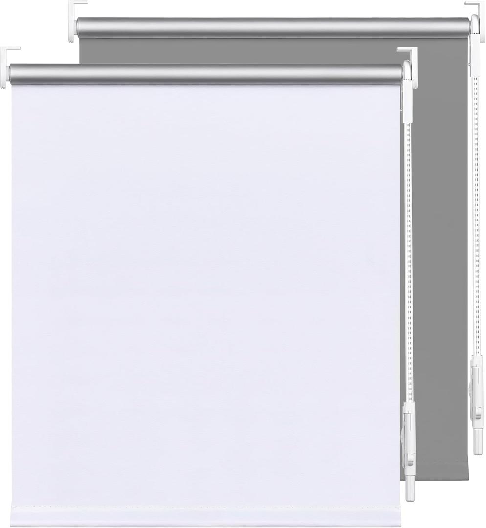 LazBlinds 100% Blackout Roller Shades, Room Darkening Blinds for Windows with Thermal Insulated UV Protection Fabric, Roll Up Blinds and Shades for Home and Office, 23" W x 72" H, Grey