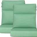 Outdoor Patio Chair Cushions 44x21x3.5 inch, Set of 2 Thicken Comfy Cushions for Rocker Non Slip Fade Shield Water Repellent High Back with Ties, Ash Pinstripe Weave