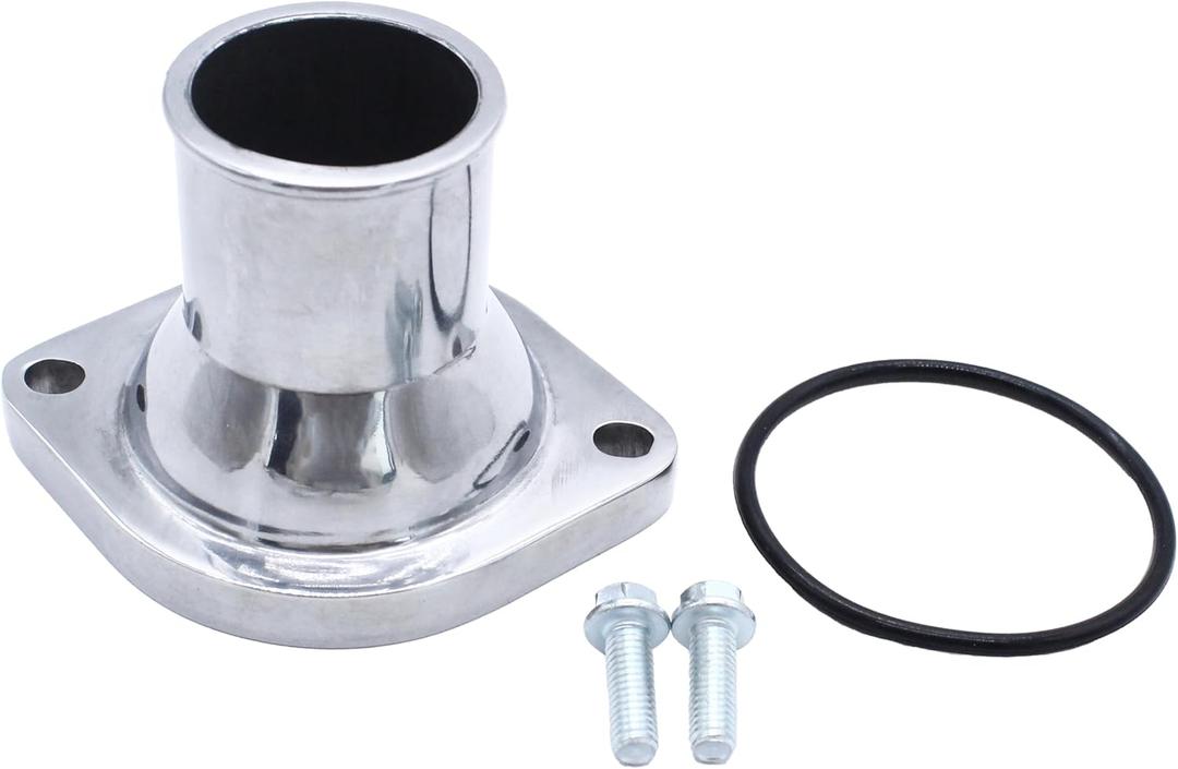 Polished 90 Degree Water Neck Thermostat Housing (Straight Up) for Chevy LS Engine LS1 LS2 LS7
