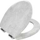 Toilet Seat, Slow Close, Premium Moulded Wood, Quick Release, Marble Gray, PIKLiDS, Laminated Woodgrain Finish (Round)