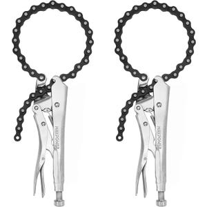 MAXPOWER 9-Inch Locking Chain Clamp with 19.7-Inch Chain, 2 Pack