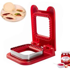 Sandwich Cutter and Sealer, Square Pocket Sandwiches Cutter Uncrustables Maker, Sandwich Cutters for kids love lunchables (Red)