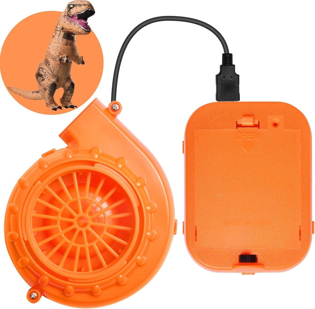 Inflatable Costume Fan Replacement, Mini Blower Fan Dinosaur Pump for Inflatable Costume Blow Up (Orange)