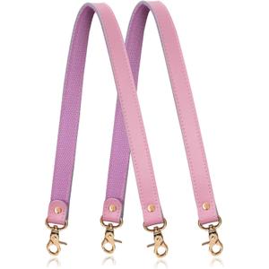 Allzedream Genuine Leather Purse Strap Sewing Canvas Replacement Handbag Shoulder Bag 2 Pcs (Pink, Gold Hareware)