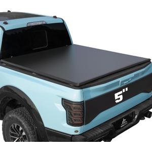 Truck Bed Tonneau Cover Compatible with Jeep Gladiator JT 2020 2021 2022 2023 2024 5 ft Box w/or w/o Trail Rail, Soft Roll Up Style