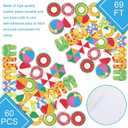 2 x 69Ft Hawaiian Bulletin Board Border Beach Ball Swimming Ring Parasol Flip Flops Adhesive Border Trim for Summer Classroom Chalkboard Wall Decor