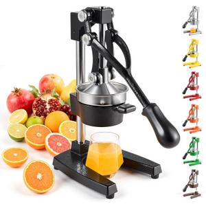 CO-Z Manual Citrus Juicer, Commercial Grade Cast Iron Orange Juicer, Professional Heavy Duty Juice Press with Removable Strainer, Manual Juice Extractor for Orange Lemon Pomegranate Citrus, Black