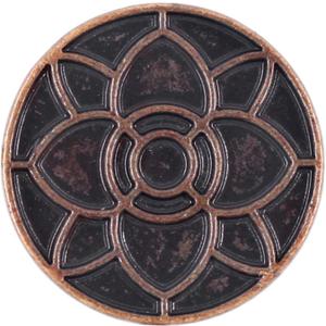 Bezelry 12 Pieces Lotus Blossom Metal Shank Buttons. 20mm (3/4 inch) (Dark Copper)