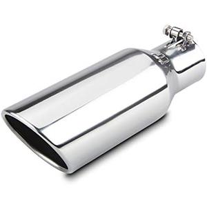 LCGP 2.5 Inch Inlet Exhaust Tip,2.5" x 4" x 12" Polished Exhaust Tailpipe Tip for Truck With Bolt On Design