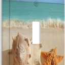 1 Gang Toggle Decorative Summer Blue Sky Starfish Beach Wall Plate - One single Gang Light Switch Plastic Decora Plate Cover with Screws