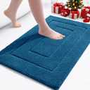 Buganda Bathroom Rugs, 24" x 16", Soft and Absorbent Microfiber Bath Rugs, Non-Slip Shaggy Shower Carpet, Machine Wash Dry Bath Mats for Bathroom Floor, Tub and Shower, Peacock Blue