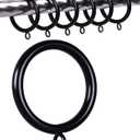 1.5-Inch Inner Diameter Metal Curtain Rings with Eyelets,Fits Up to 1 1/4-Inch Rod Wire Diameter 4.5mm (Black-48pcs)