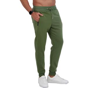 Fleece Mens Joggers with Zipper Pockets, Mens Sweatpants, Workout Sweats for Men (Green) S