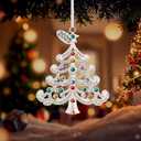 2025 Metal Christmas Tree Ornament Decorations 5" with Colorful Crystals & 2025 Dated Engraved for Keepsake Gifts Holiday Home Party Decor