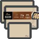 HOTEC Silicone Baking Mats 3 Pack  Non-Stick Reusable Silicone Baking Sheets for Oven  Cookie & Macaron Mats  2 Half Sheet + 1 Quarter Sheet  BPA-Free, Dishwasher Safe (Gray)