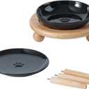 Havniva Elevated Cat Bowls, Ceramic Cat Food Bowl Whisker Friendly Cat Dishes, Kitten Food & Water Bowl with Two Heights Stand, Anti-Slip Raised Cat Food Plates