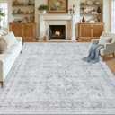Area Rugs 9x12 Living Room: Vintage Boho Neutral Washable Rug Indoor Soft Large Area Rug Carpet for Bedroom Nursery Farmhouse Dining Room Office Floor Non-Slip Low Pile Under Table Rug Gray