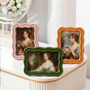 Vicenpal Scalloped Picture Frame with Real Glass, Vintage Curved Funky Decorative Picture Frame Wavy Edge, for Desktop Wall Display Home Decor Gift Aesthetic Art(4 x 6 Inch,Retro Colors,3 Pack)