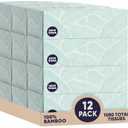 Save Trees Bamboo Facial Tissues - 12 Boxes of Eco-Friendly, 3-Ply Hypoallergenic Tissues, 90 Sheets per Box, FSC Certified, Plastic-Free Packaging, Soft & Gentle for Home Use
