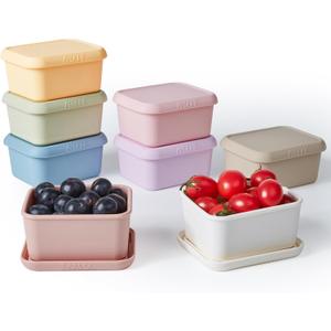 ISSEVE 8oz Silicone Snack Containers for Kids, 1 Cup Reusable Small Containers with Lids, Leak Proof Silicone Food Storage Containers, Kids Lunch Box for Daycare, School, Travel (8)